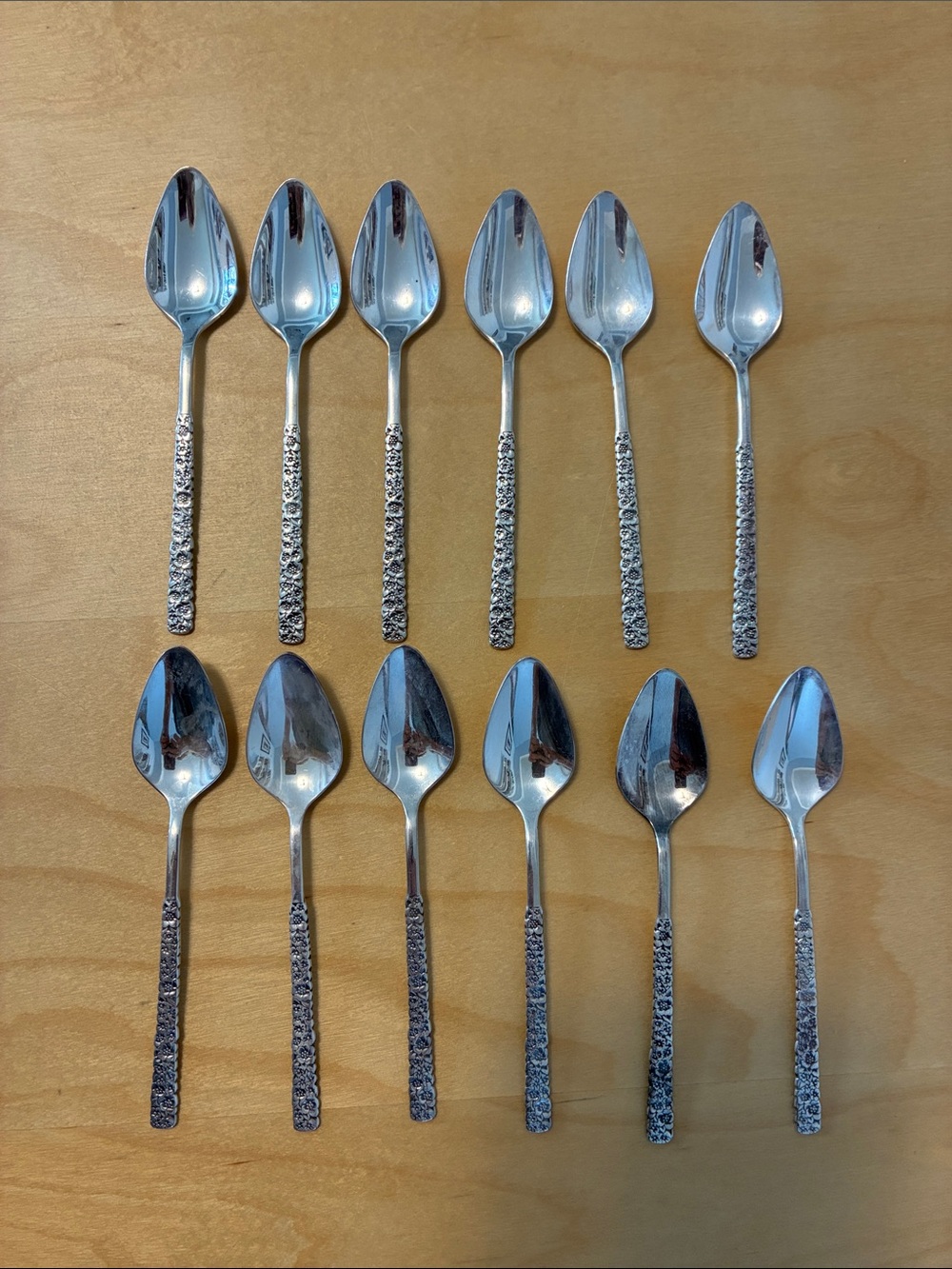 1847 Roger’s Bros. “Love” or “Precious Flower” Silver-plate Teaspoons -Set of 12